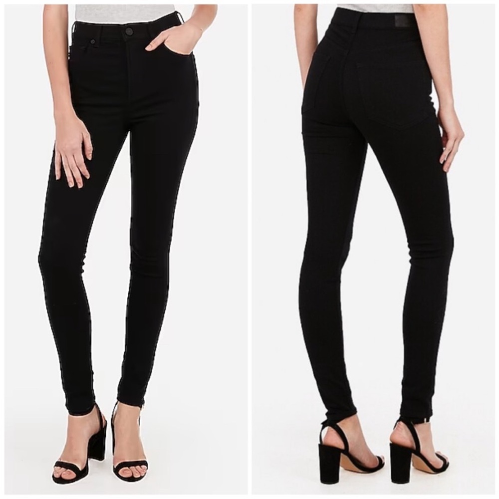 NWT Express Super High Rise Stretch Jean Leggings Black Jeggings